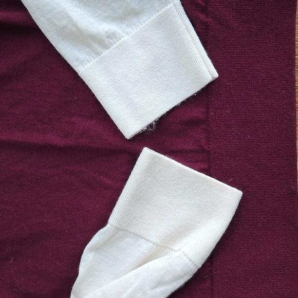 Banana Republic Merino Wool Color Block Sweater Extra Large NWOT White Maroon - Picture 5 of 8